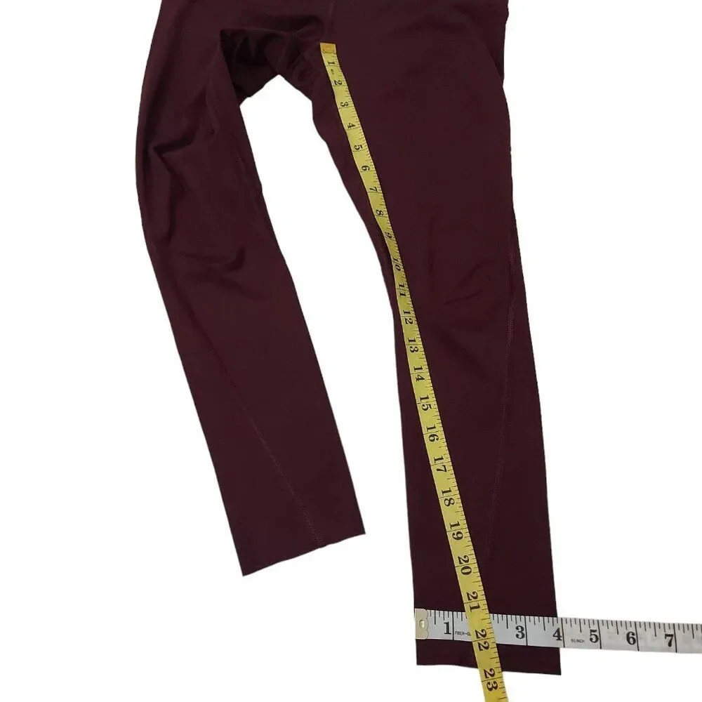 Athleta Ankle Leggings Youth XL 12/14 Burgundy Comfort Gym Training Running